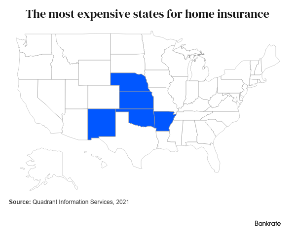 Los estados más caros para el seguro de hogar